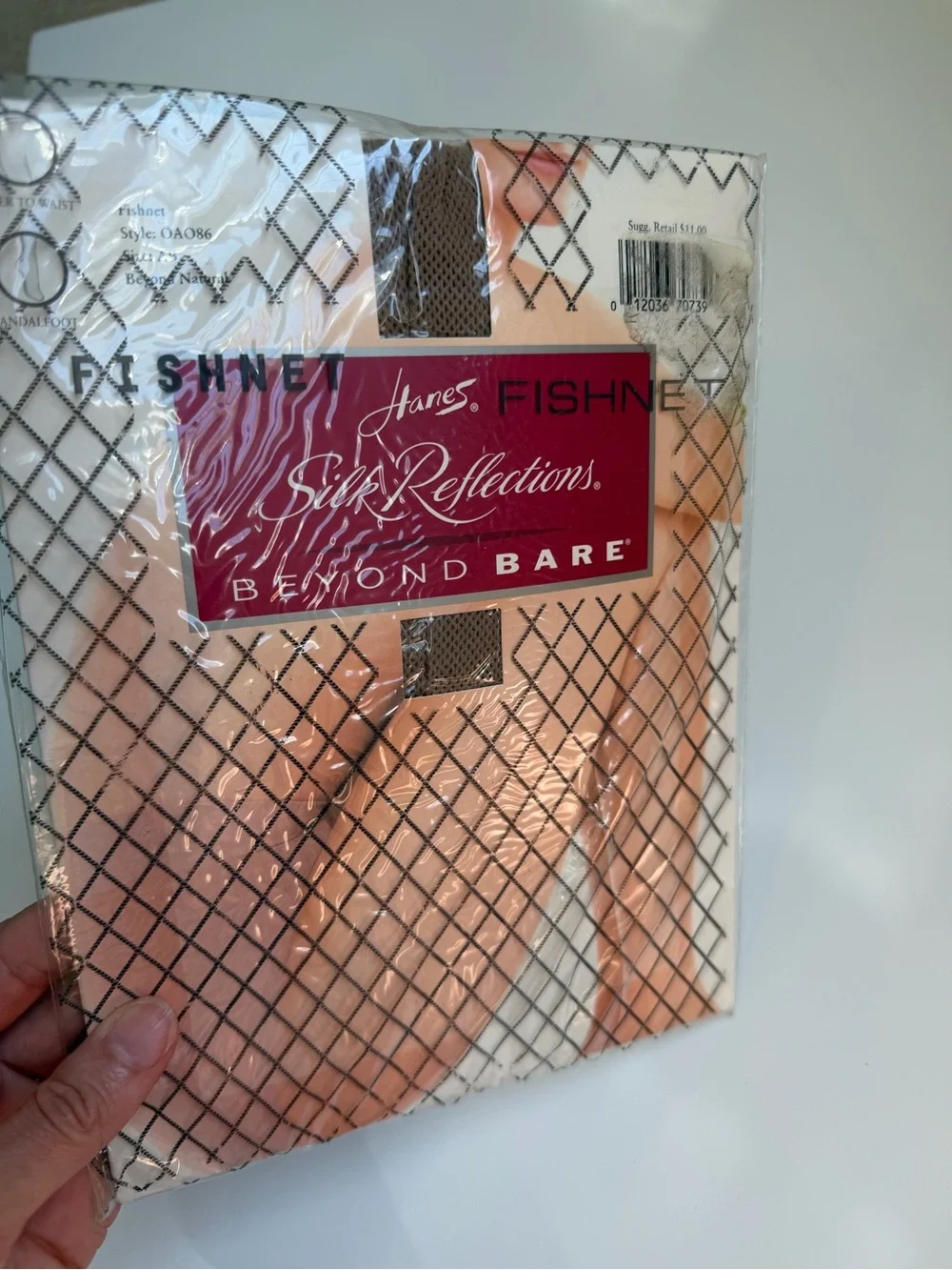 Hanes Silk Reflections Beyond Bare Fishnet Stockings - Nude